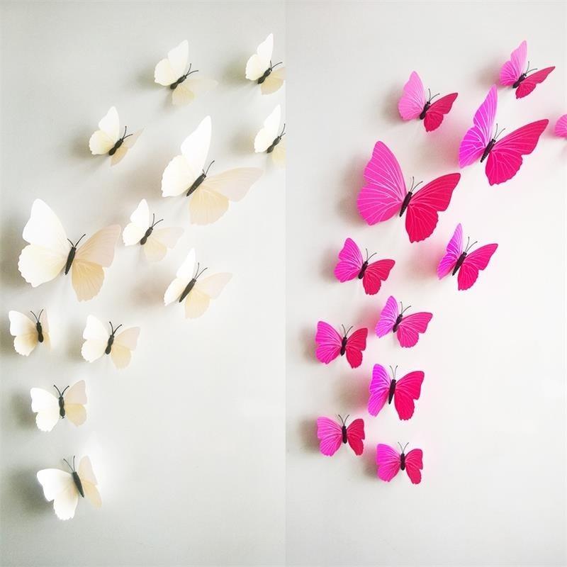 Объемные 3D бабочки. Набор 12 штук, розовые. Декоративные наклейки на стену, холодильник, мебель, на магните - фото 7 - id-p967456735