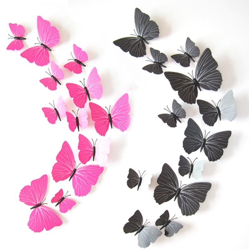 Объемные 3D бабочки. Набор 12 штук, розовые. Декоративные наклейки на стену, холодильник, мебель, на магните - фото 9 - id-p967456735