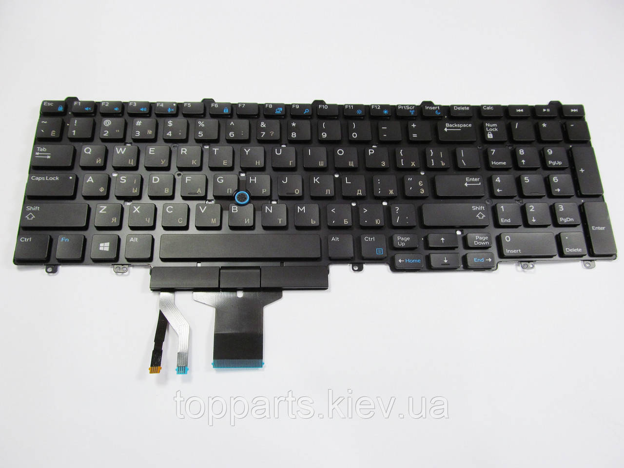 Клавіатура для ноутбуків Dell Latitude E5550 Series чорна без рамки, з трекпоінтом UA/RU/US