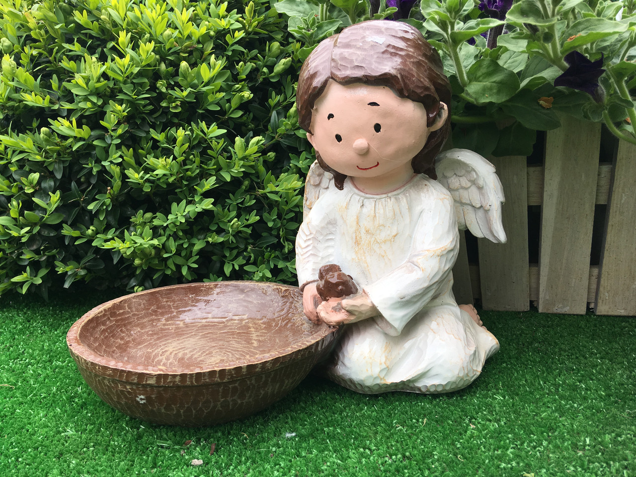 Садова фігура ангел с кормушкою (висота 24 см ), фото 1