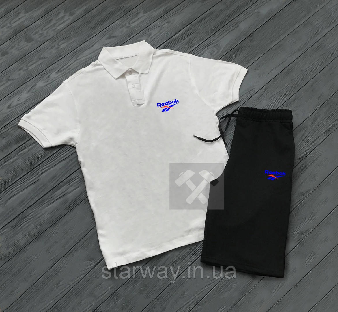 Комплект футболки поло та шорти Reebok логотип принт <unk> стильна теніска
