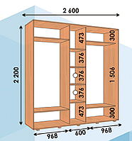 Шкаф купе ШК 04 Алекса 2200/600 2600*600*2200