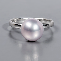 Кольцо из серебра с розовым жемчугом, Ø9 мм., 1070КЦЖ