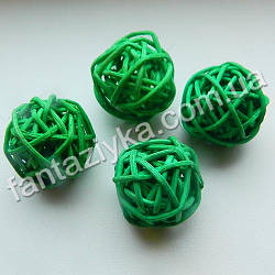 Плетена кулька з ротанга 25-30мм, зелена