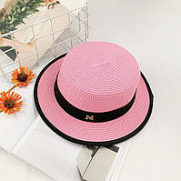 Капелюх жіночий літній канотьє в стилі Maison Michel персиковий