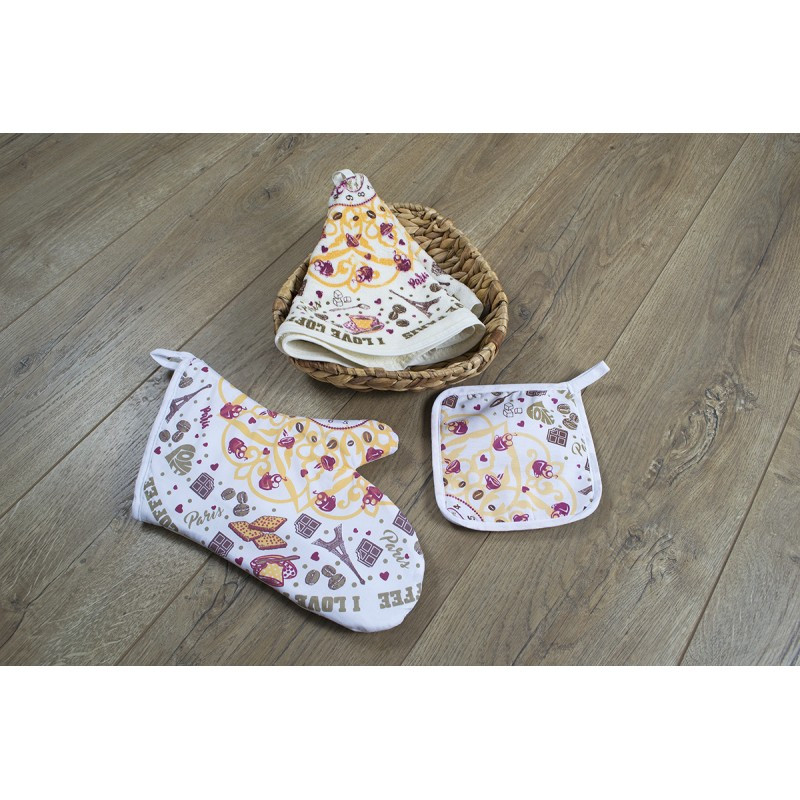 Кухонний набір Lotus Daily - I love coffee рукавиця+прихватки+рушник, фото 1