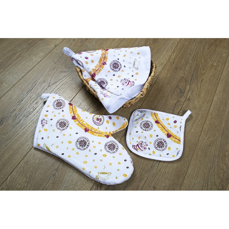 Кухонний набір Lotus Daily - Coffee time рукавиця+прихватки+рушник, фото 1