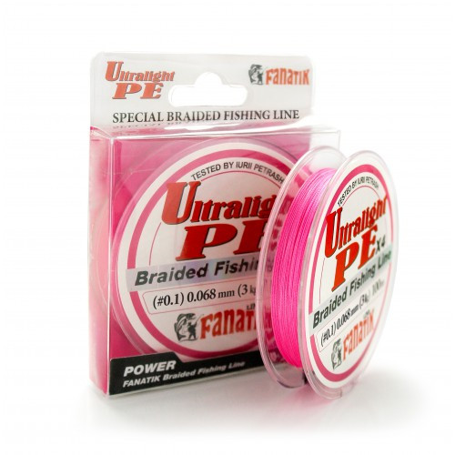 Шнур Fanatik Ultralight PE X4 100м Pink #0.1/0.068 мм 3.0 кг