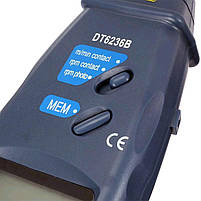 DT6236B тахометр універсальний 2 в 1, контактний/безконтактний, до 99999 rpm, фото 8