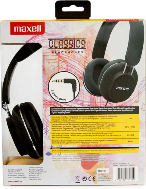Наушники проволочные Maxell Classics Headphones Black (4902580774950) - фото 2 - id-p967715376
