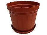 Горщик для квітів Кадушка з підставкою 2,5 літра коричневий (ЧП КВВ), фото 3