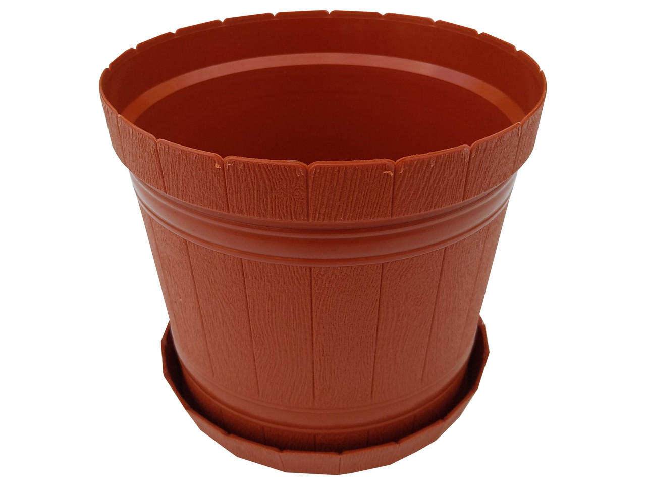 Горщик для квітів Кадушка з підставкою 2,5 літра коричневий (ЧП КВВ), фото 1