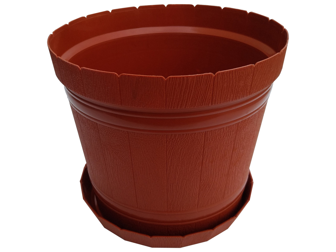 Горщик для квітів Кадушка з підставкою 5 літрів коричневий (ЧП КВВ), фото 1