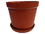 Горщик для квітів Кадушка з підставкою 5 літрів коричневий (ЧП КВВ), фото 3