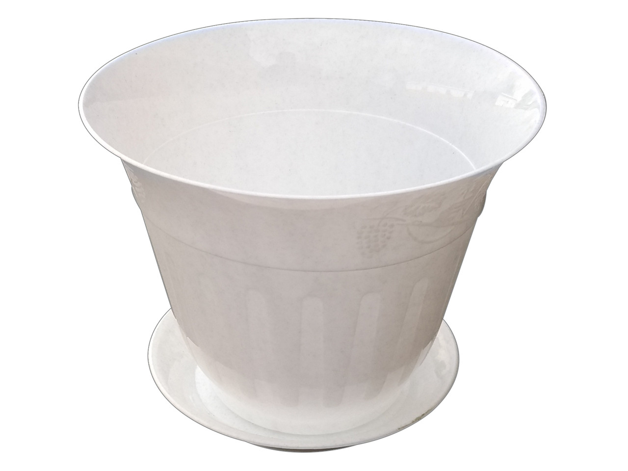 Горщик для квітів Молдавія з підставкою 800 мл білий (ПП КВВ), фото 1