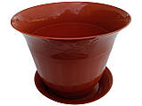 Горщик для квітів Молдова з підставкою 2 літри коричневий (ПП КВВ), фото 4