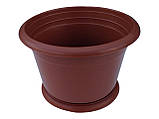 Горщик для квітів пластиковий Ø 140 мм із підставкою 1 літр коричневий (Юніпласт), фото 4
