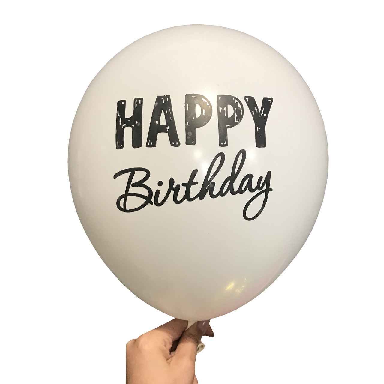 Кульки латексні Happy birthday білий