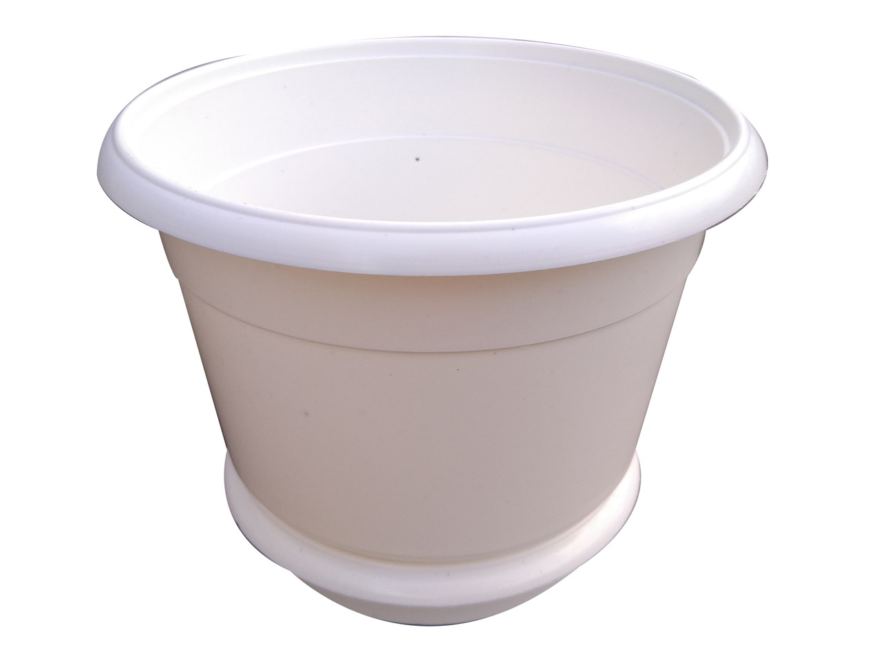 Горщик для квітів пластиковий Ø 200 мм із підставкою 3,5 літра білий (Юніпласт), фото 1