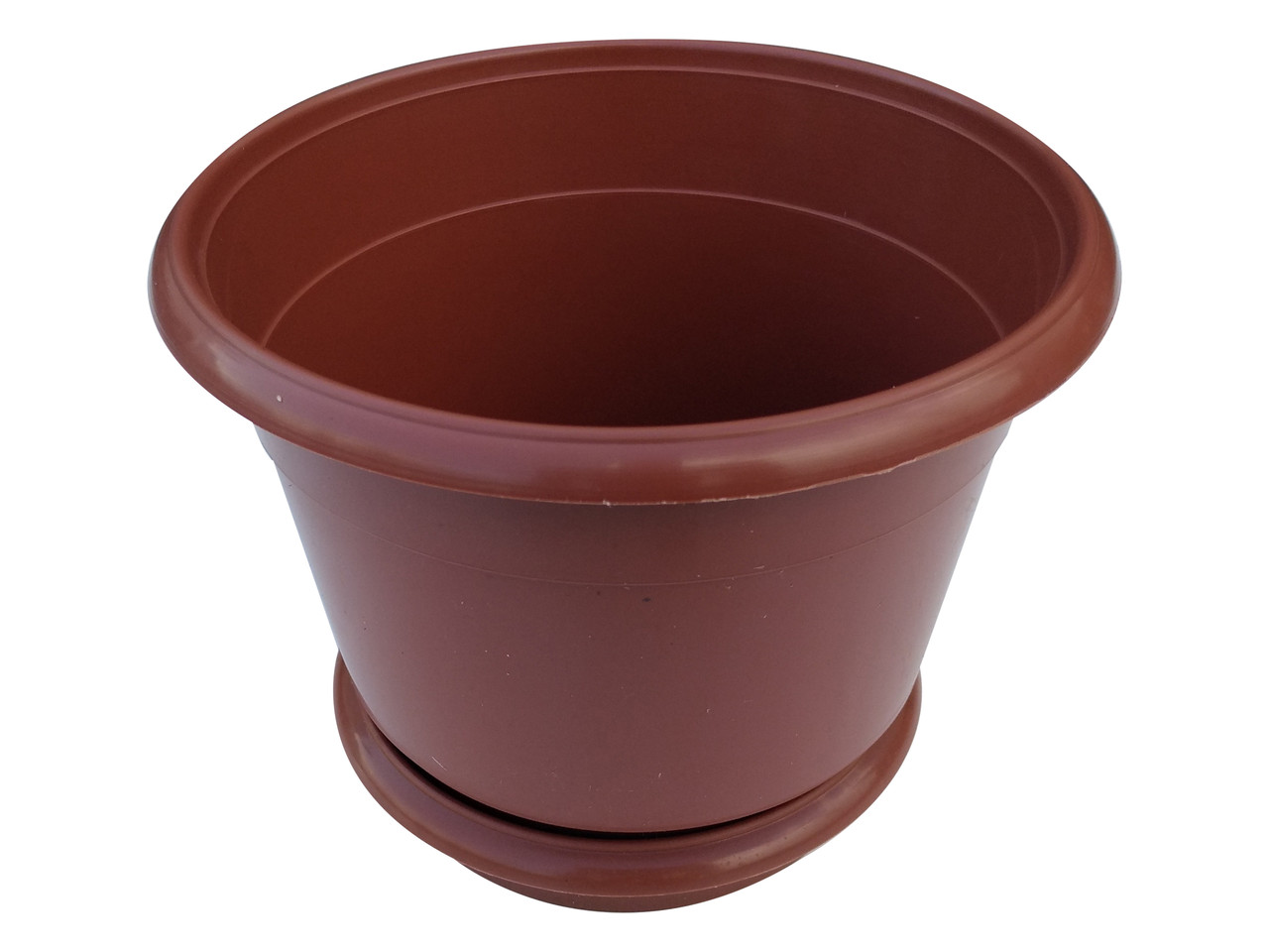 Горщик для квітів пластиковий Ø 200 мм із підставкою 3,5 літра коричневий (Юніпласт), фото 1