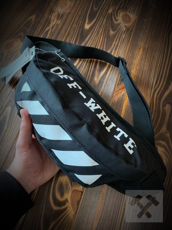 Бананка Nike Off White (Сумка Найк Офф Вайт на пояс і через плече для чоловіків і жінок чорного кольору), фото 1