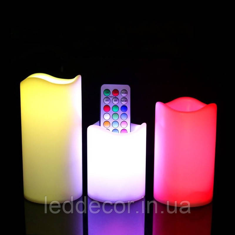 Світлодіодні свічки Color Candle пластикові з пультом керування набір