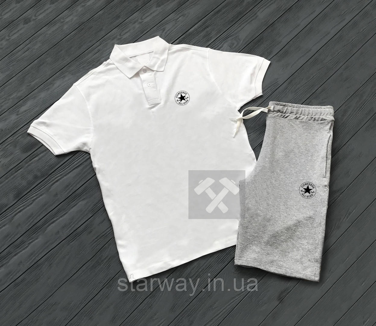 Комплект футболки поло та шорти Converse логотип принт  ⁇  стильна теніска 