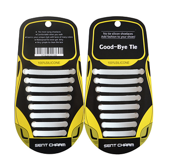 Білі силіконові шнурки різної довжини для спортивного взуття. "Ледачі шнурки". Гумові шнурки для кросівок