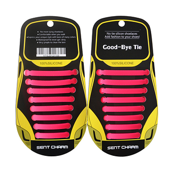 Рожеві силіконові шнурки різної довжини для спортивного взуття. "Ледачі шнурки". Гумові шнурки для кросівок