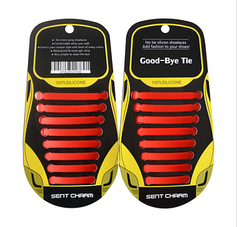 Червоні силіконові шнурки різної довжини для спортивного взуття. "Ледачі шнурки". Гумові шнурки для кросівок