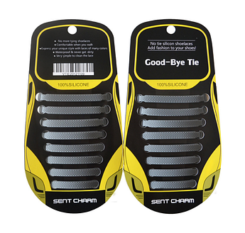 Сірі силіконові шнурки різної довжини для спортивного взуття. "Ледачі шнурки". Гумові шнурки для кросівок