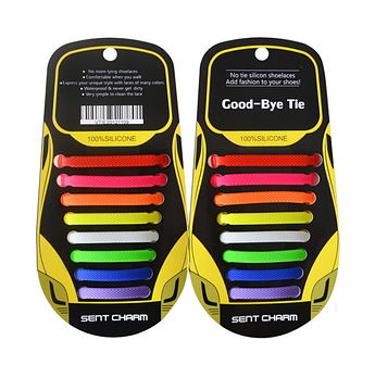 Силіконові шнурки різної довжини для спортивного взуття. "Ледачі шнурки" .Цветние шнурки для кросівок. Колір мікс