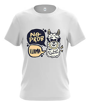 Футболка чоловіча біла "No prob Llama", фото 2