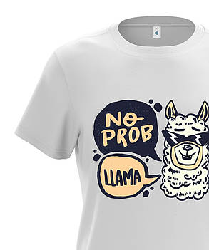 Футболка чоловіча біла "No prob Llama", фото 2
