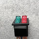 Кнопка подвійний перемикач з підсвічуванням 6 pin 15A 220V, фото 4