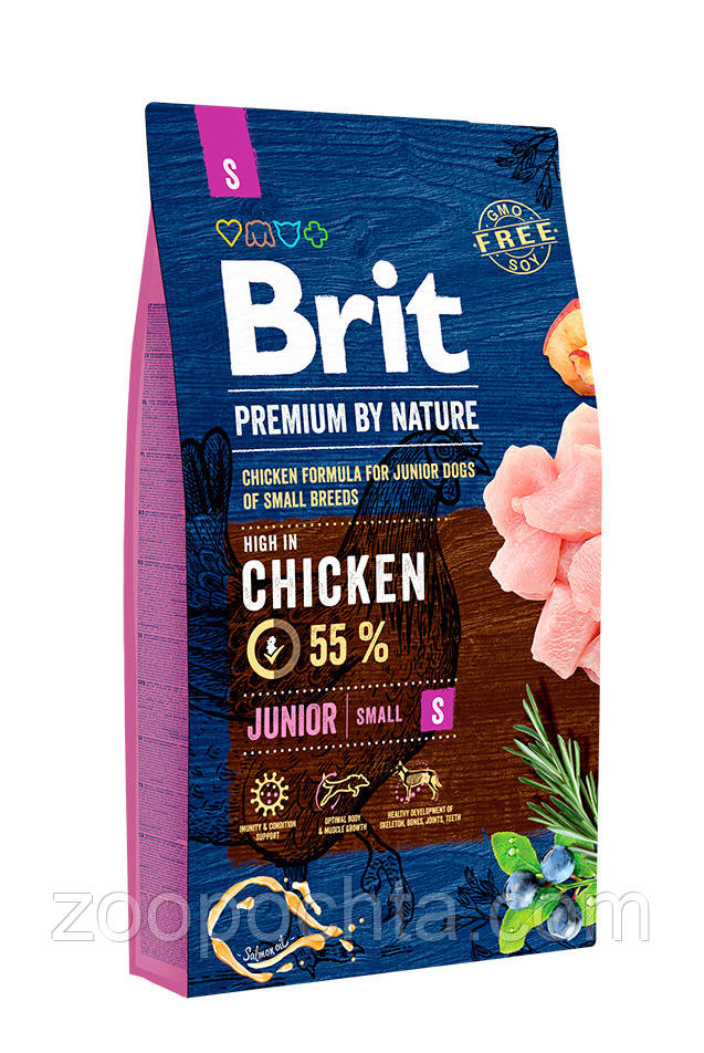 Сухий корм Brit Premium Junior S для цуценят дрібних порід, з куркою 3КГ, фото 1