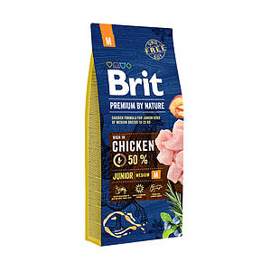 Сухий корм Brit Premium Junior M для цуценят середніх порід із куркою 3КГ
