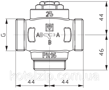Триходовий термосмесітельний клапан до котла HERZ Teplomix DN32 1 1/2" 55C з відключається байпасом 1776614, фото 3