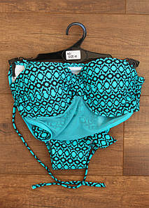 Оптом злитий купальник 38-46р. №14-35 Бірюзовий