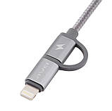 Кабель Awei CL-930C 2 в 1 USB 2.0 AM - micro-USB / Lightning 0.2 м , фото 3