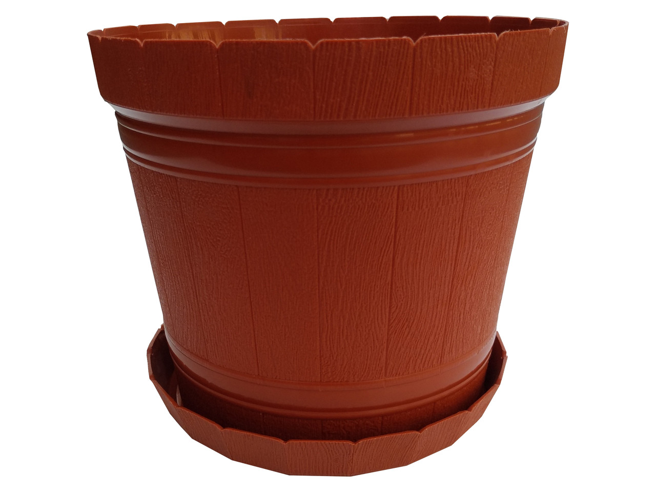 Горщик для квітів пластиковий Кадушка з підставкою 5 літрів коричневий (ПП КВВ)