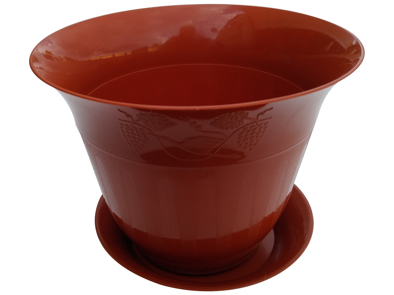 Горщик для квітів пластиковий Молдавія з підставкою 2 літри коричневий (ПП КВВ)