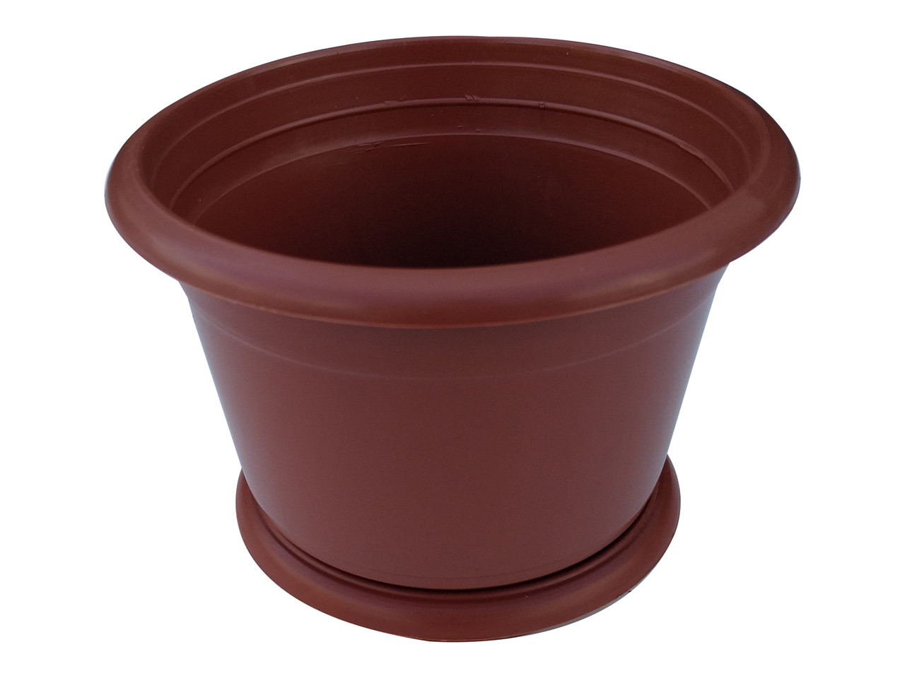 Горщик для квітів пластиковий Ø 140 мм з підставкою 1 літр коричневий (Юнипласт)