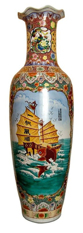 Ваза "Корабель з рибою і фазани" (132 см), фото 1