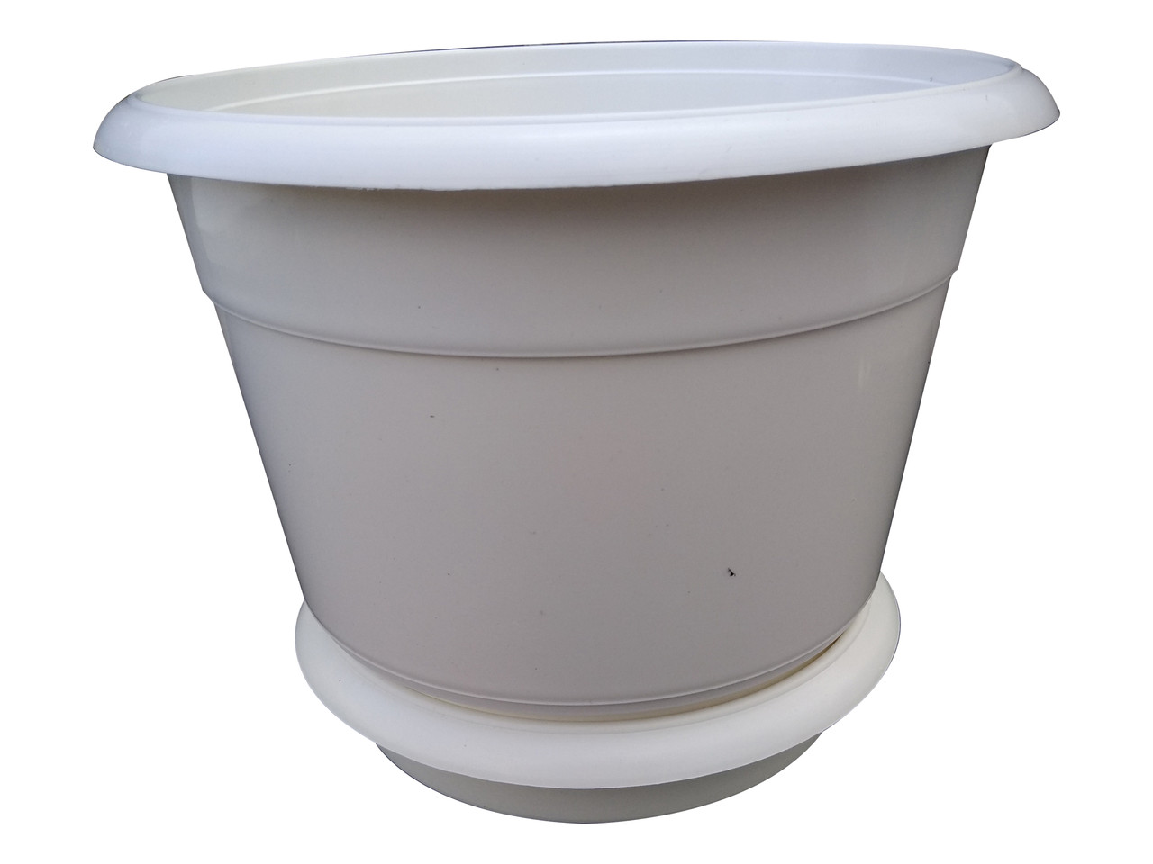 Горщик для квітів пластиковий Ø 300 мм із підставкою 12 літрів білий (Юніпласт)