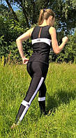 Леггинсы спортивные женский для фитнеса,йоги,бега "крест" с белой отделкой