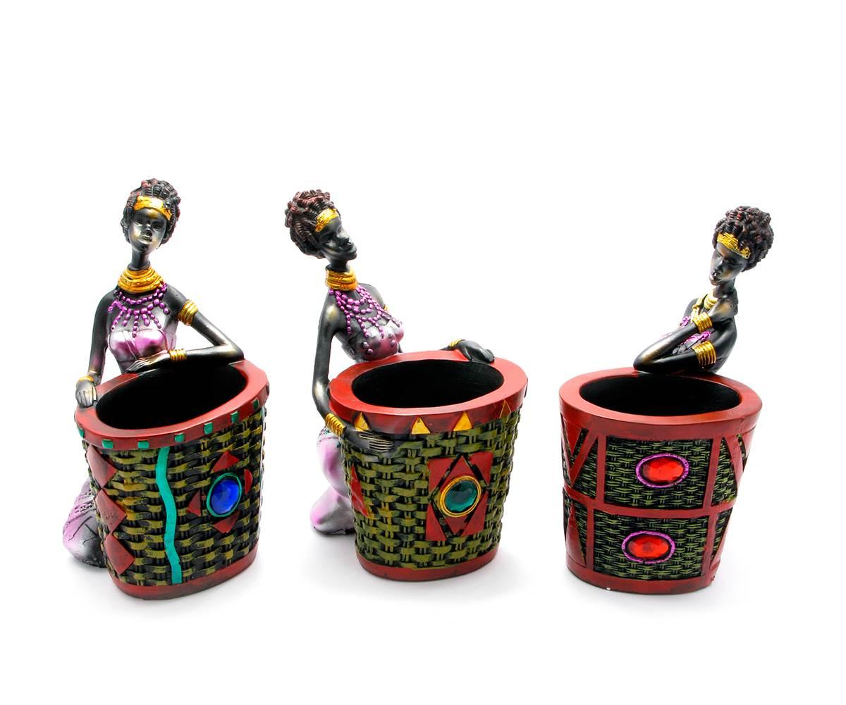 Підставка для ручок "Африканка з кошиком" (17х8,5х8 см), фото 1