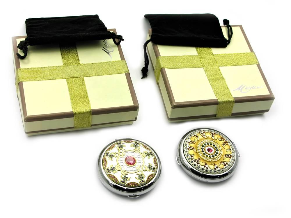 Дзеркальце косметичне "Орнамент з камінням" (в коробці + чохол), фото 1