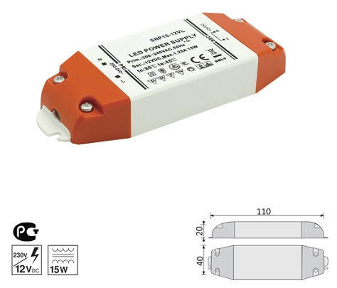 Джерело живлення LED монтажне 15 Вт IP20