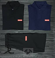 Комплект футболки поло та шорти Supreme логотип принт <unk> стильна теніска 